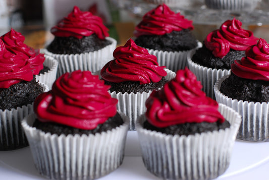 Gluten-Free No Sugar Added Black Cocoa Cupcakes with Keto Frosting