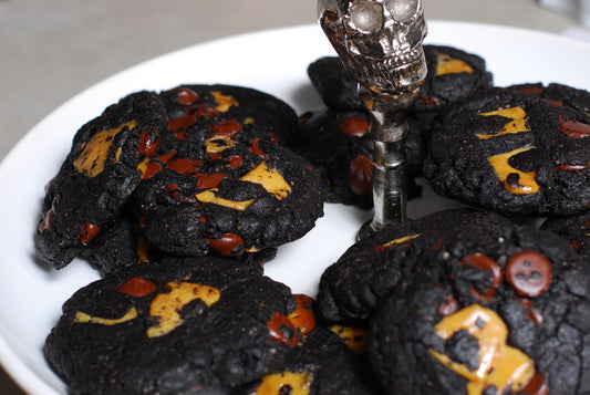 Black Cocoa Cookies with Caramelized White Chocolate - Reduced Sugar